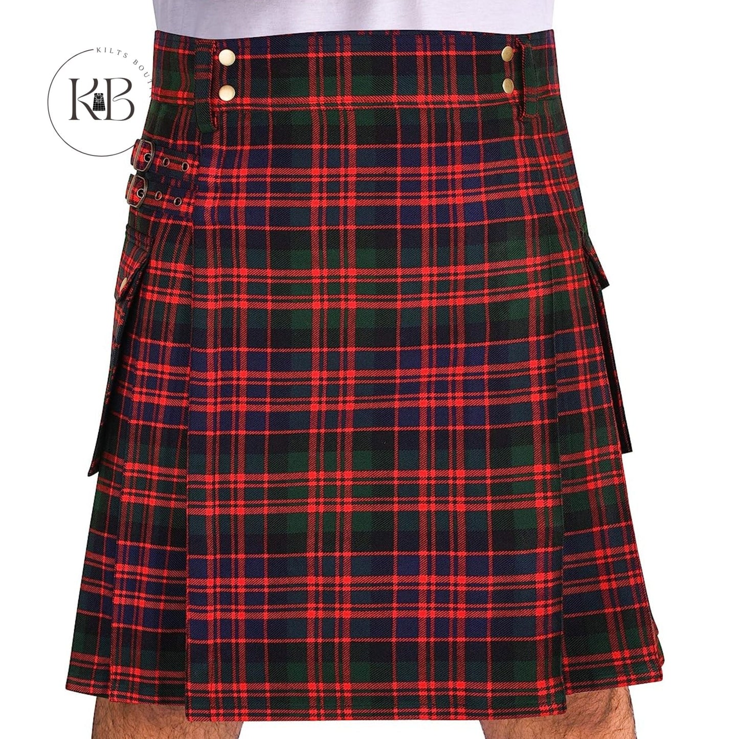 Scottish McDonald Tartan Utility Fashion Pocket Active Men Kilt