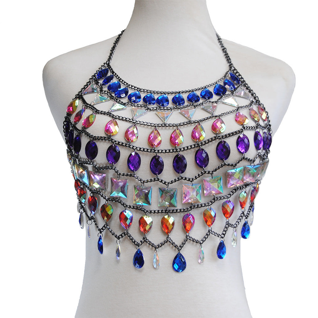 Nightclub Dripping Halter Neck Hollow Vest Bikini Body Chain Women