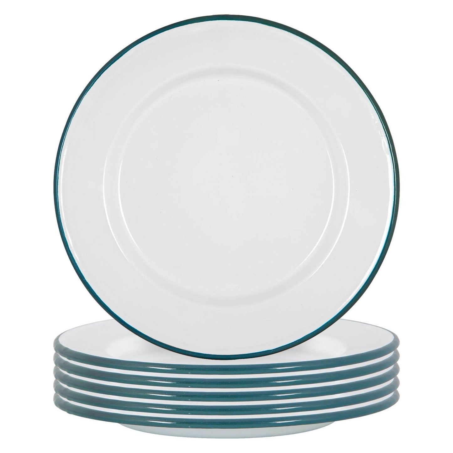 25.5cm White Enamel Dinner Plates - Pack of Six