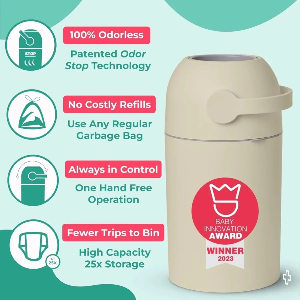 Magic Majestic Nappy Bin - Beige