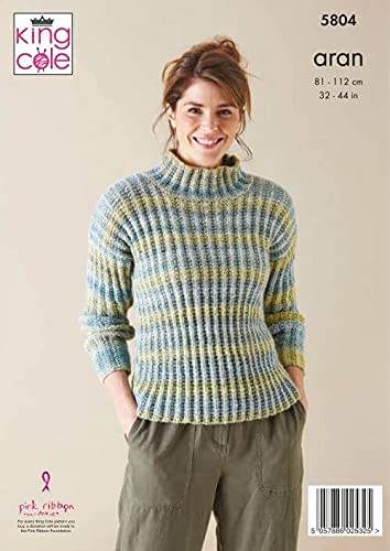 King Cole Acorn Aran Knitting Pattern - 5804 Sweater & Jacket