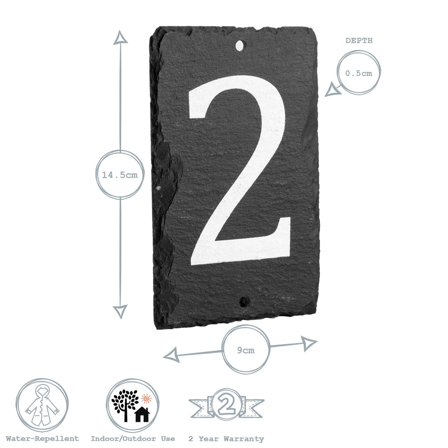 Number 2 Slate House Sign
