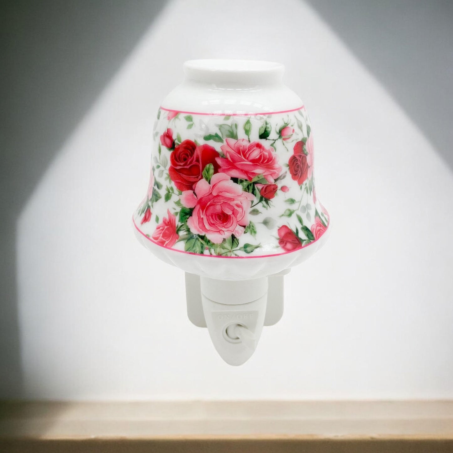 8 INCH FLORAL LED NIGHTLIGHT  RED AND PINK TRADITIONAL DESIGN