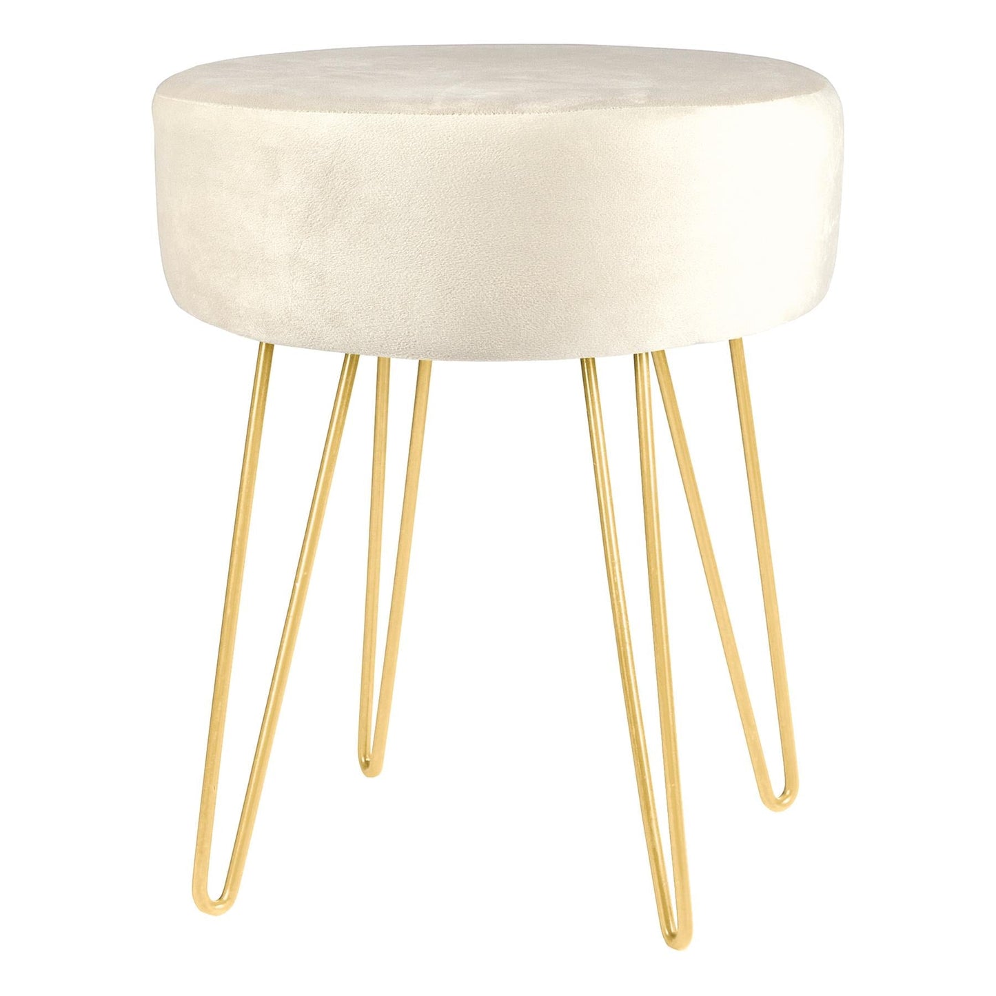 Cream Round Velvet Footstool