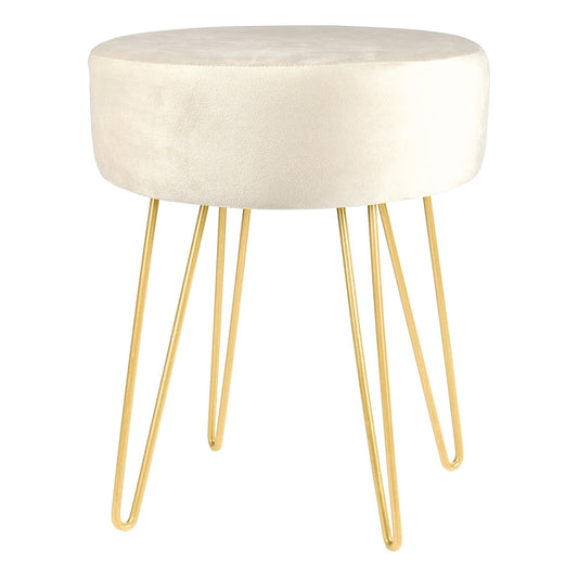 Cream Round Velvet Footstool