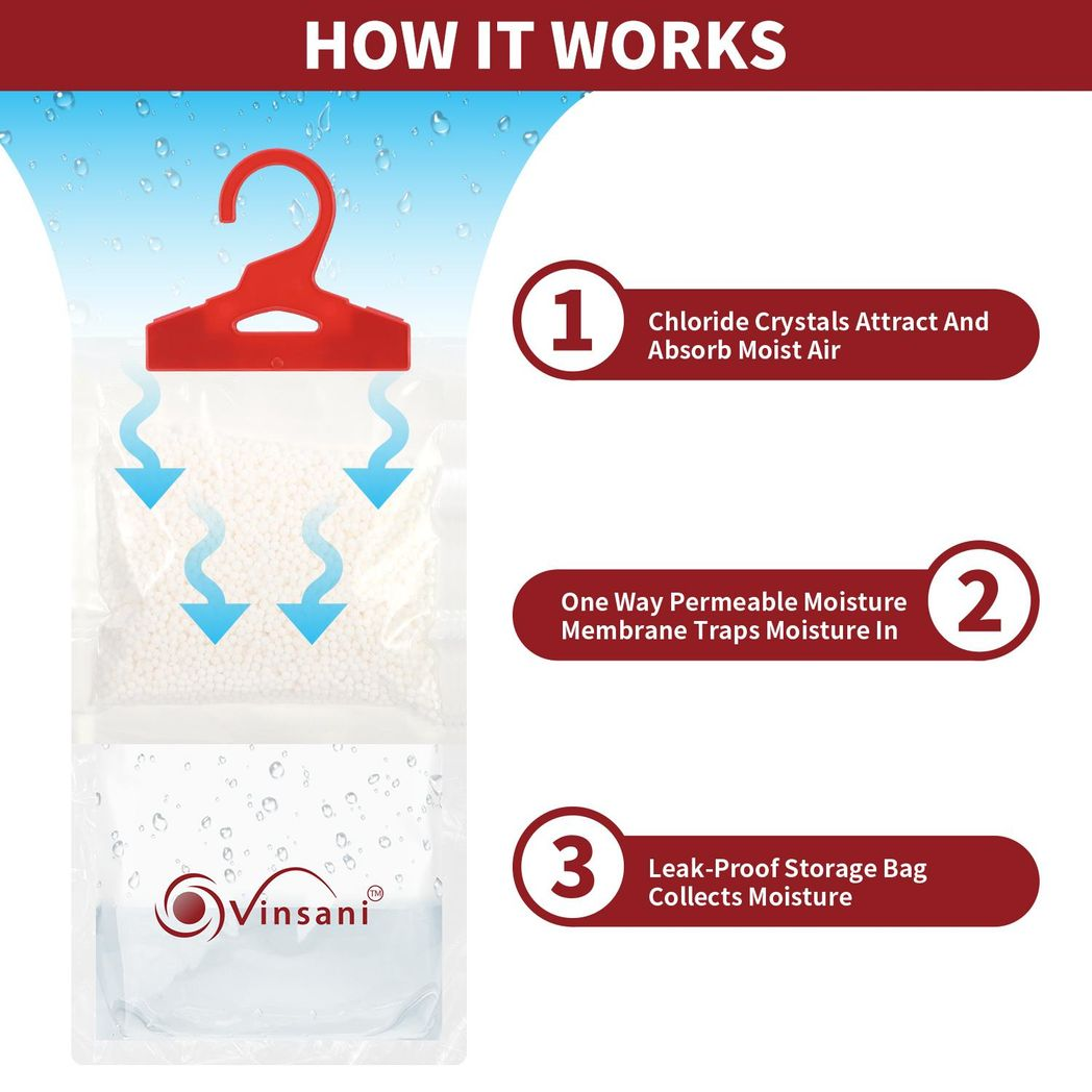 VINSANI 6PC HANGING WARDROBE DEHUMIDIFIER BAG