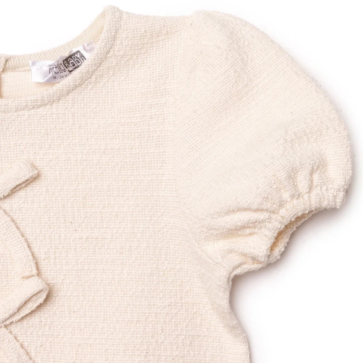 HelloBaby Girls Dress Bow Pastel Dreams Crew Neck Short Sleeve - Ecru