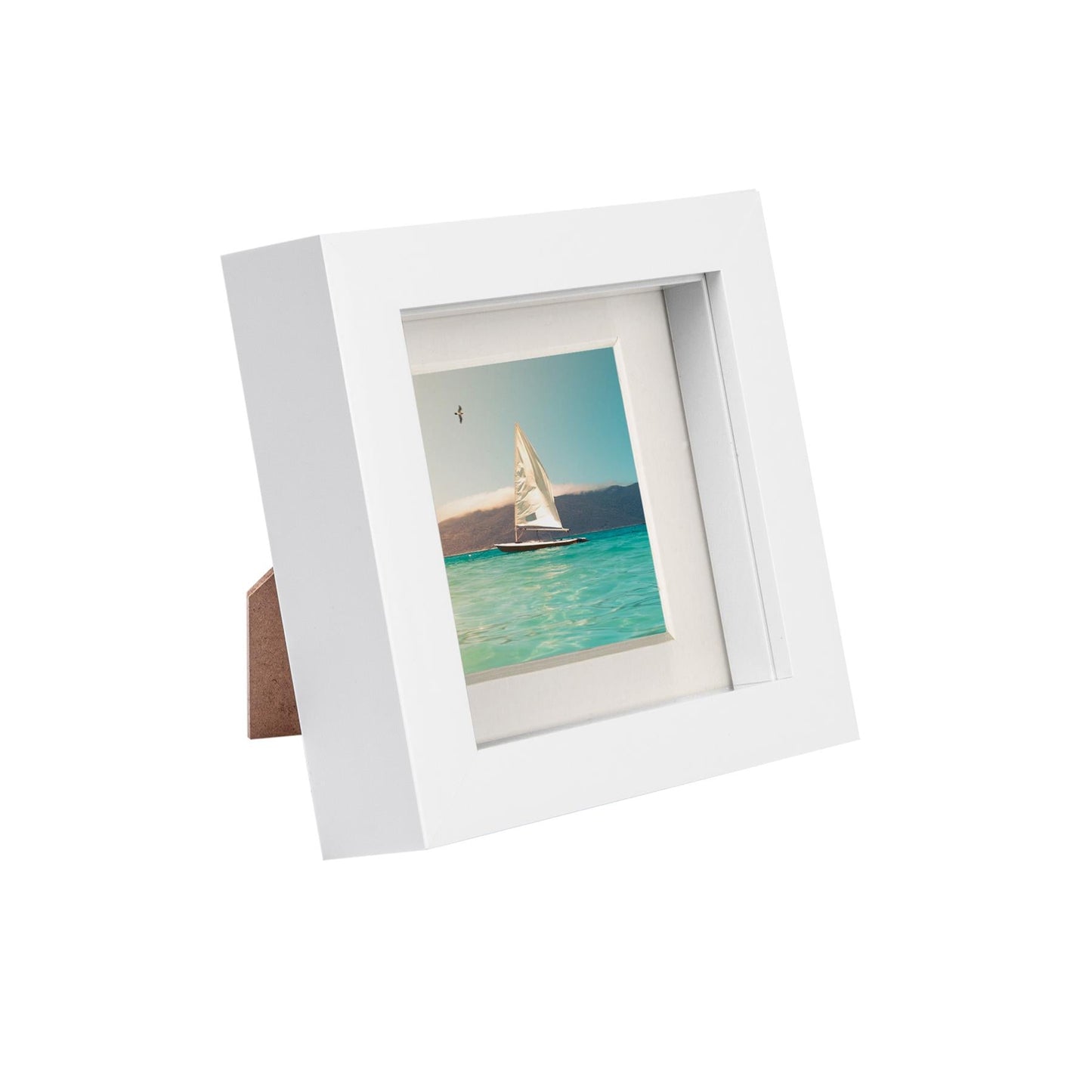 4" x 4" White 3D Box Photo Frame with 2" x 2" Mount