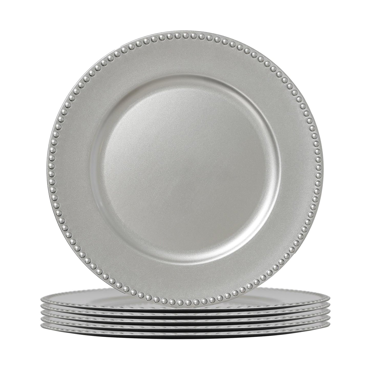 Round Beaded Charger Plates - 33cm - Pack of 6