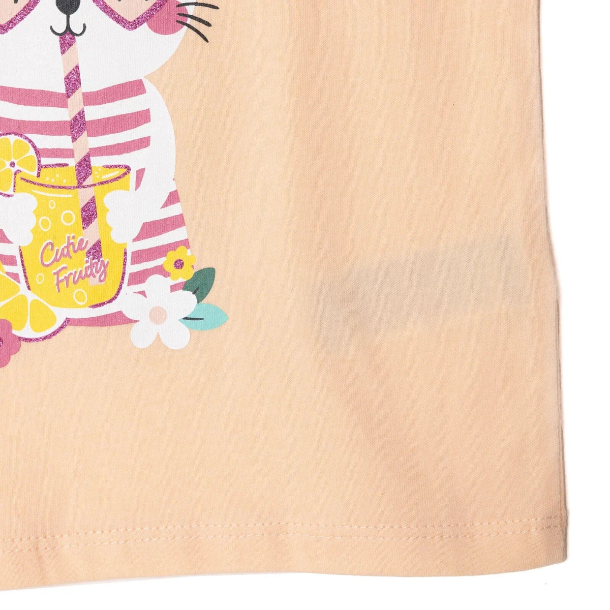 HelloBaby Girls T-shirt Animal Print Crew Neck Short Sleeve - Salmon