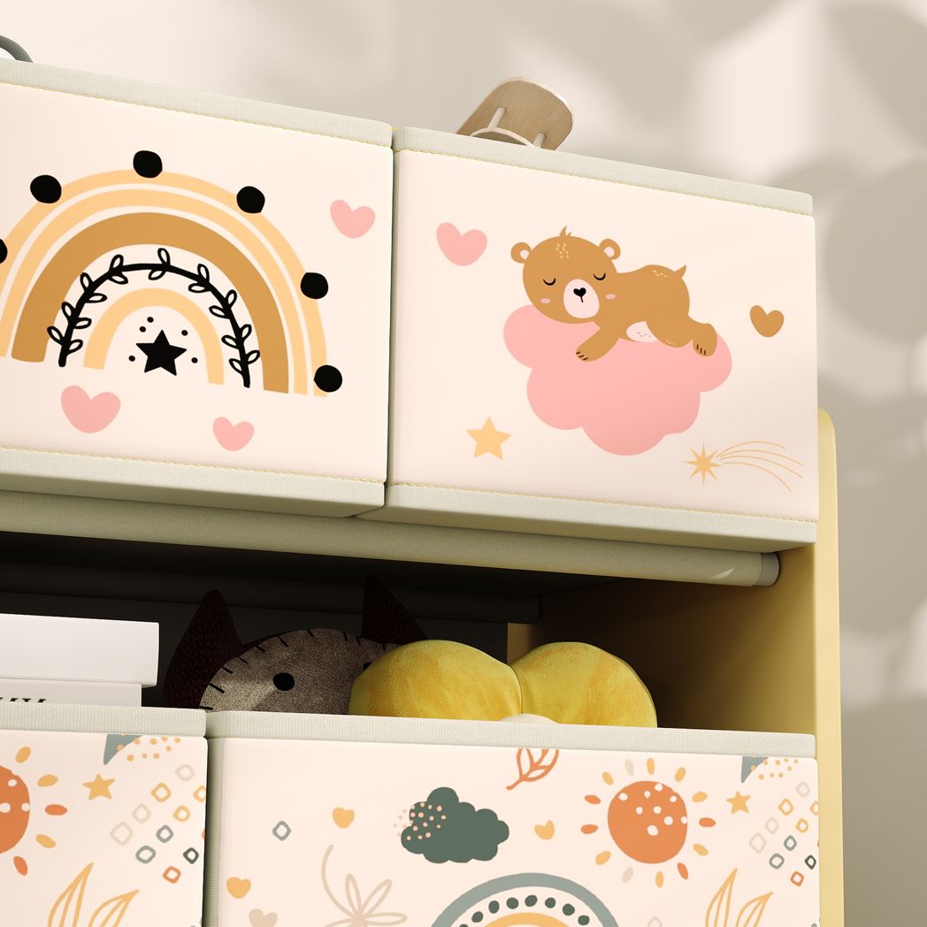 AIYAPLAY 3-Tier Toy Organiser Shelf with 9 Storage Boxes for Bedroom