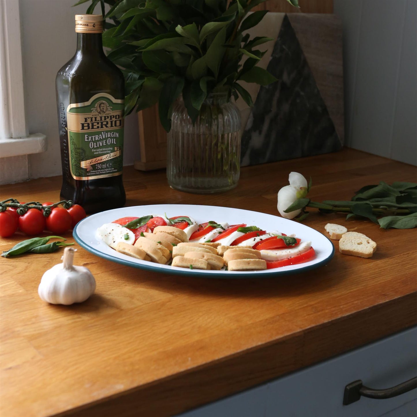 White Enamel Serving Platter - 30cm x 22cm