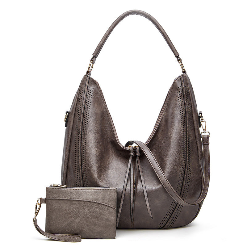 New Trend Retro Large Capacity Tote Shoulder Bag Tassel Hollow One-shoulder Casual Bag Women's Big Bag Casual Bag