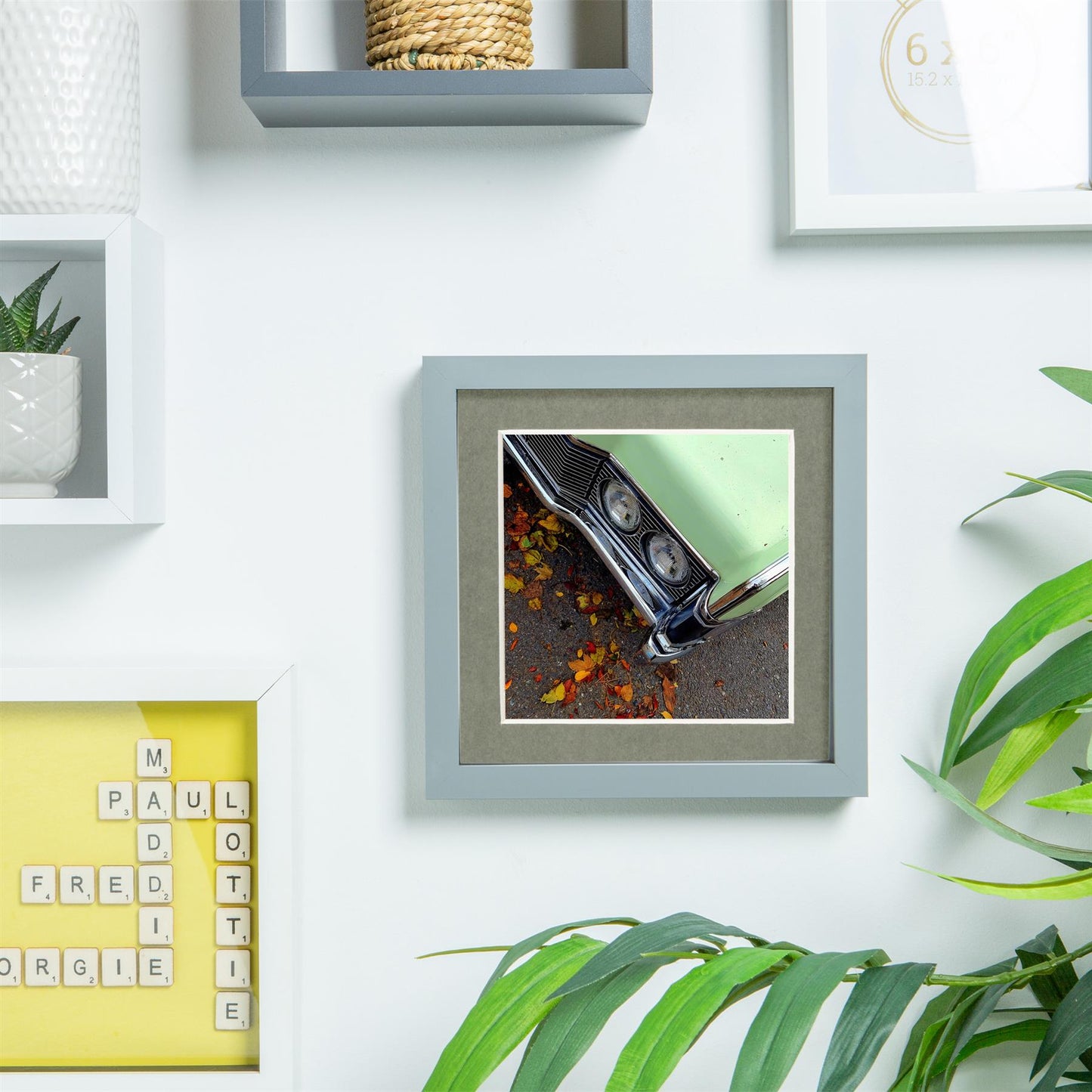 Grey 6" x 6" 3D Box Photo Frame with 4" x 4" Mount