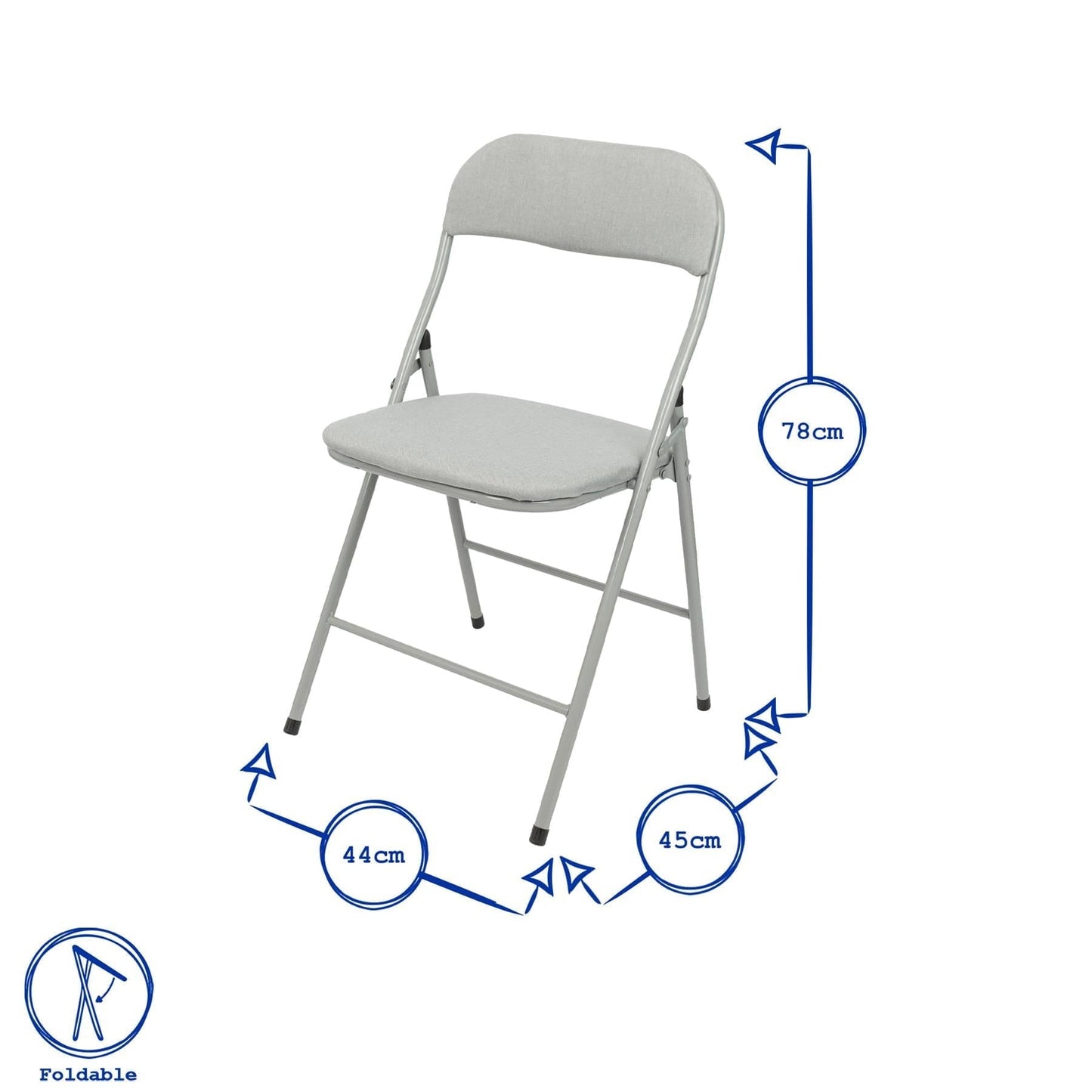 Beige Fabric Padded Folding Chair - Pack of Six