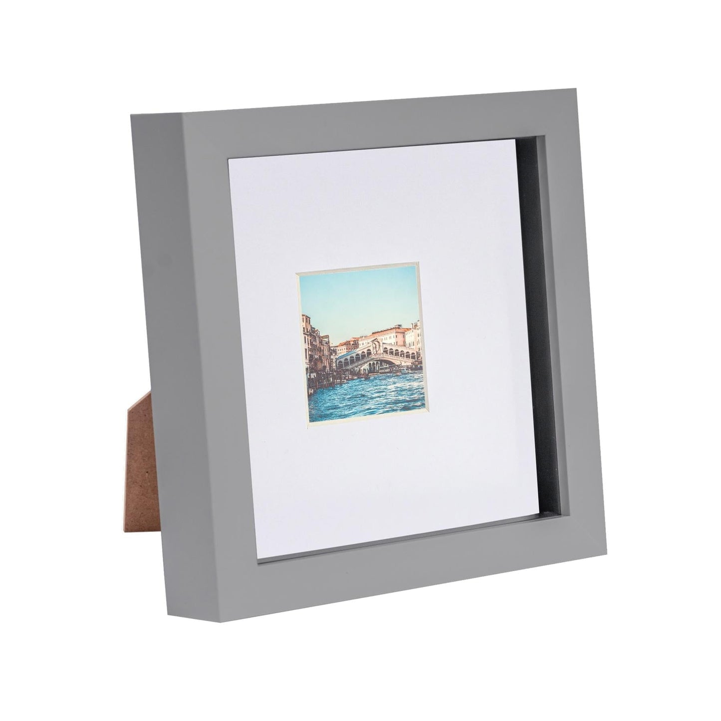 Grey 6" x 6" 3D Box Photo Frame with 2" x 2" Mount