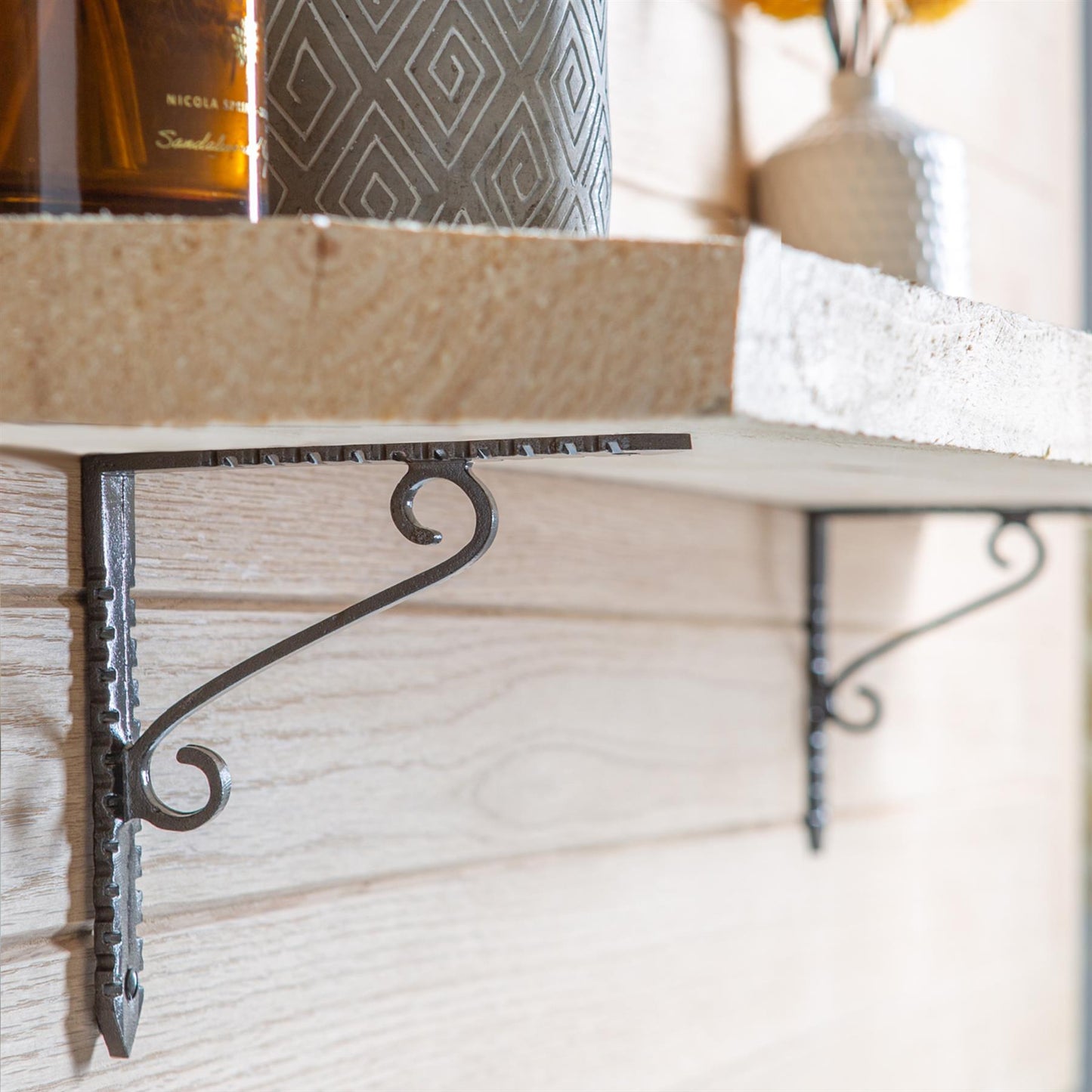 150mm Notched Scroll Iron Shelf Bracket