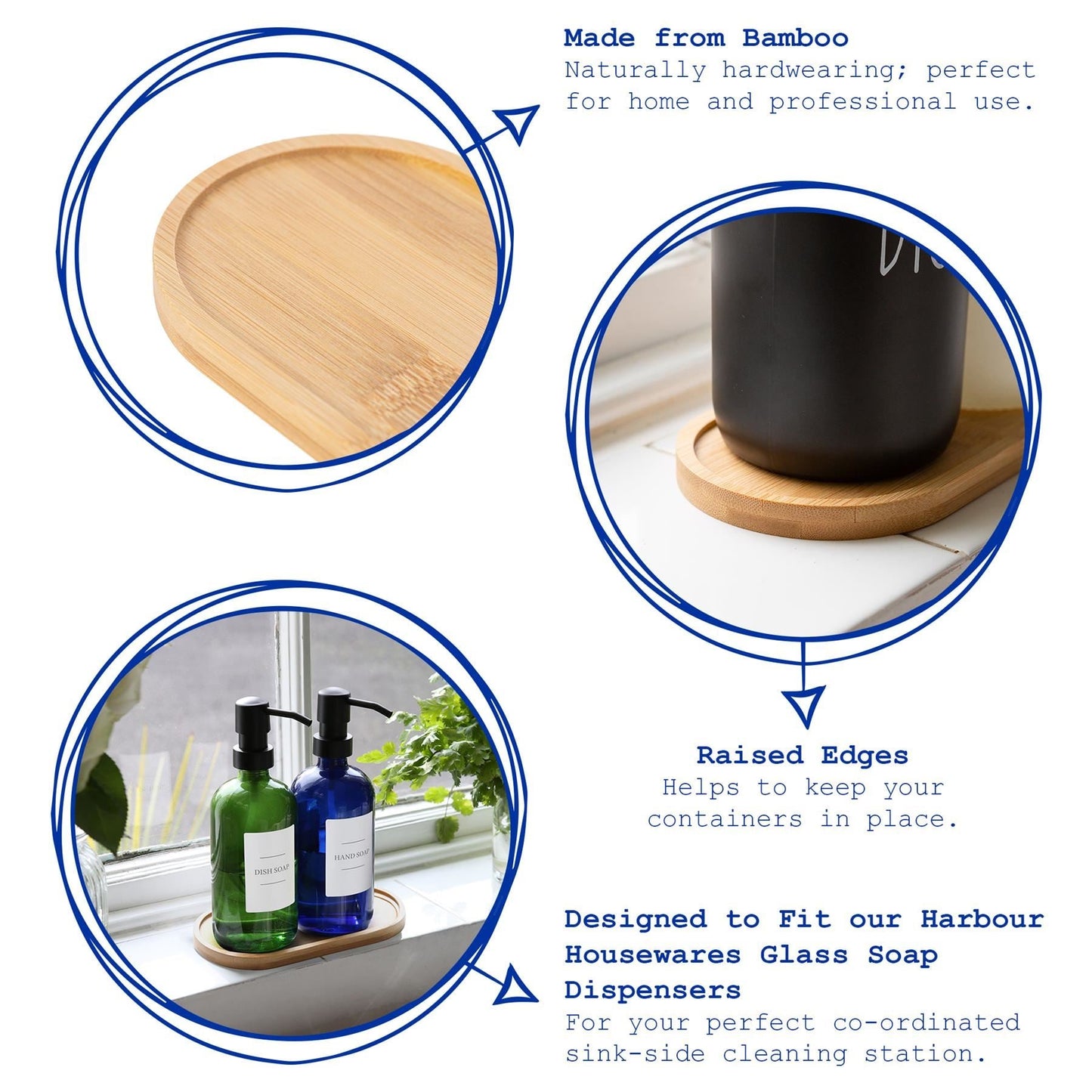 17.5cm Bamboo Soap Dispenser Tray