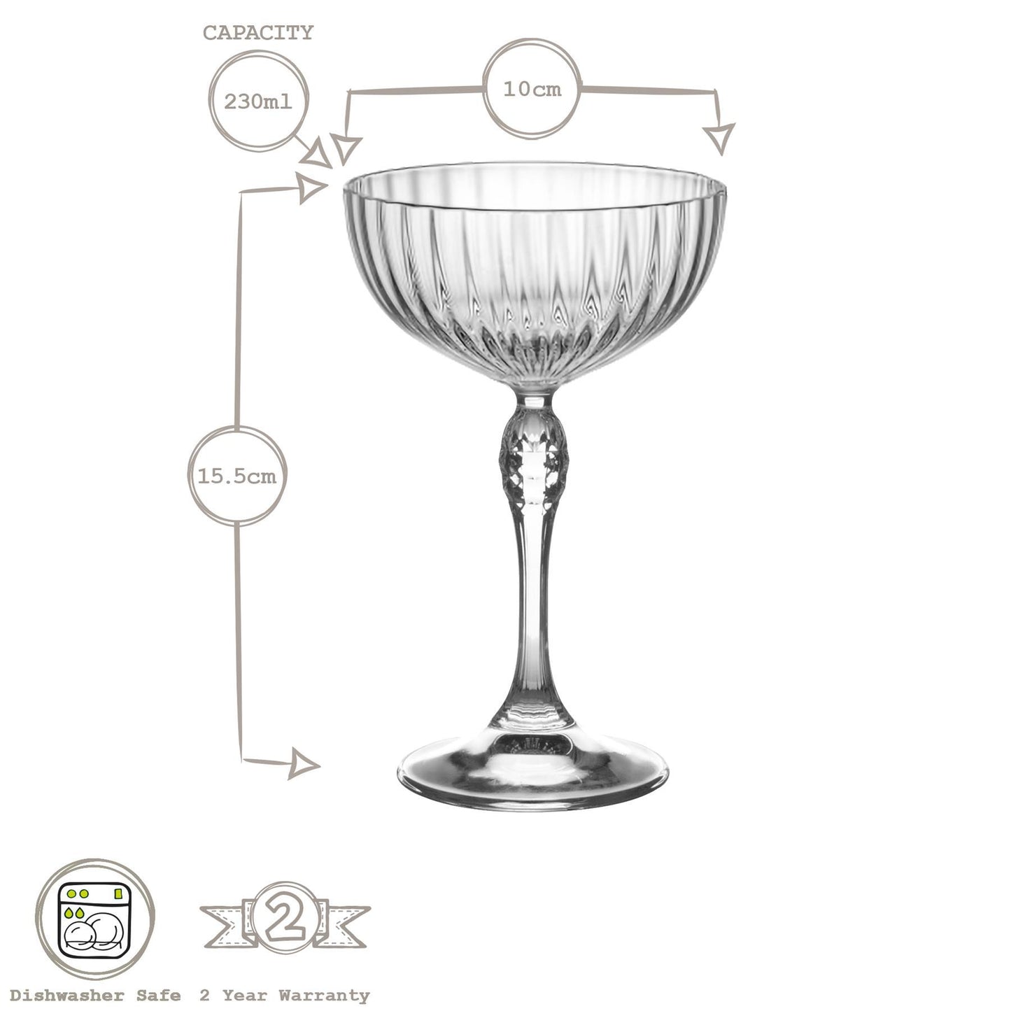 230ml America '20s Champagne Saucers - Pack of Six