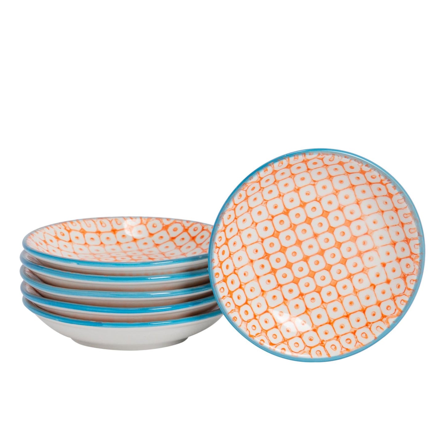 Hand-Printed Stoneware Sauce Dishes - 10cm - Pack of 6