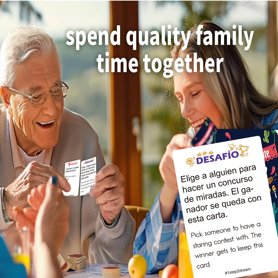 1step2dream Spanish Family Card Games – Fun Family Board Game & Bilingual Party Starters