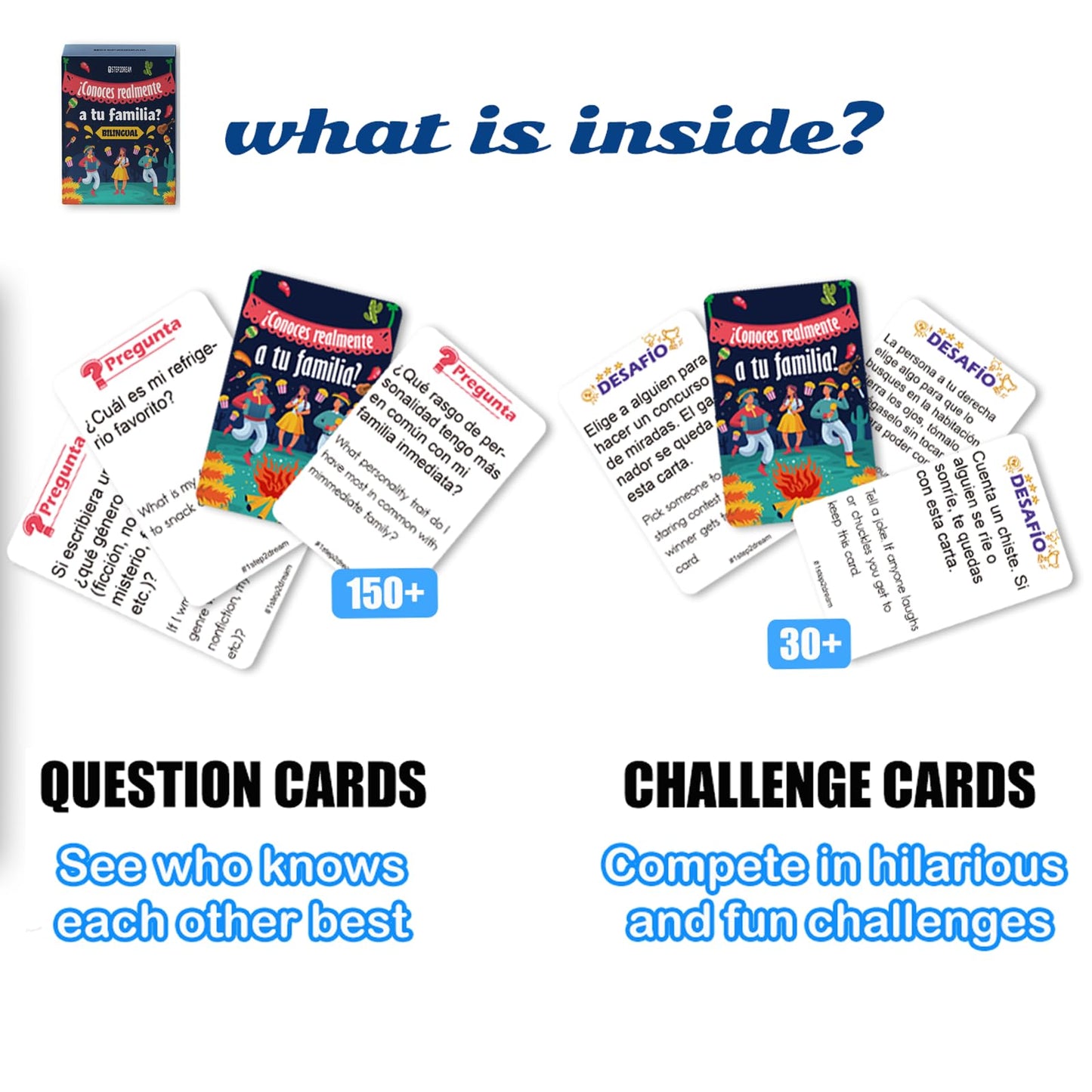 1step2dream Spanish Family Card Games – Fun Family Board Game & Bilingual Party Starters