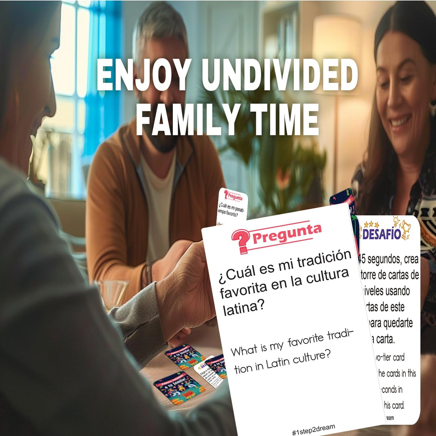 1step2dream Spanish Family Card Games – Fun Family Board Game & Bilingual Party Starters