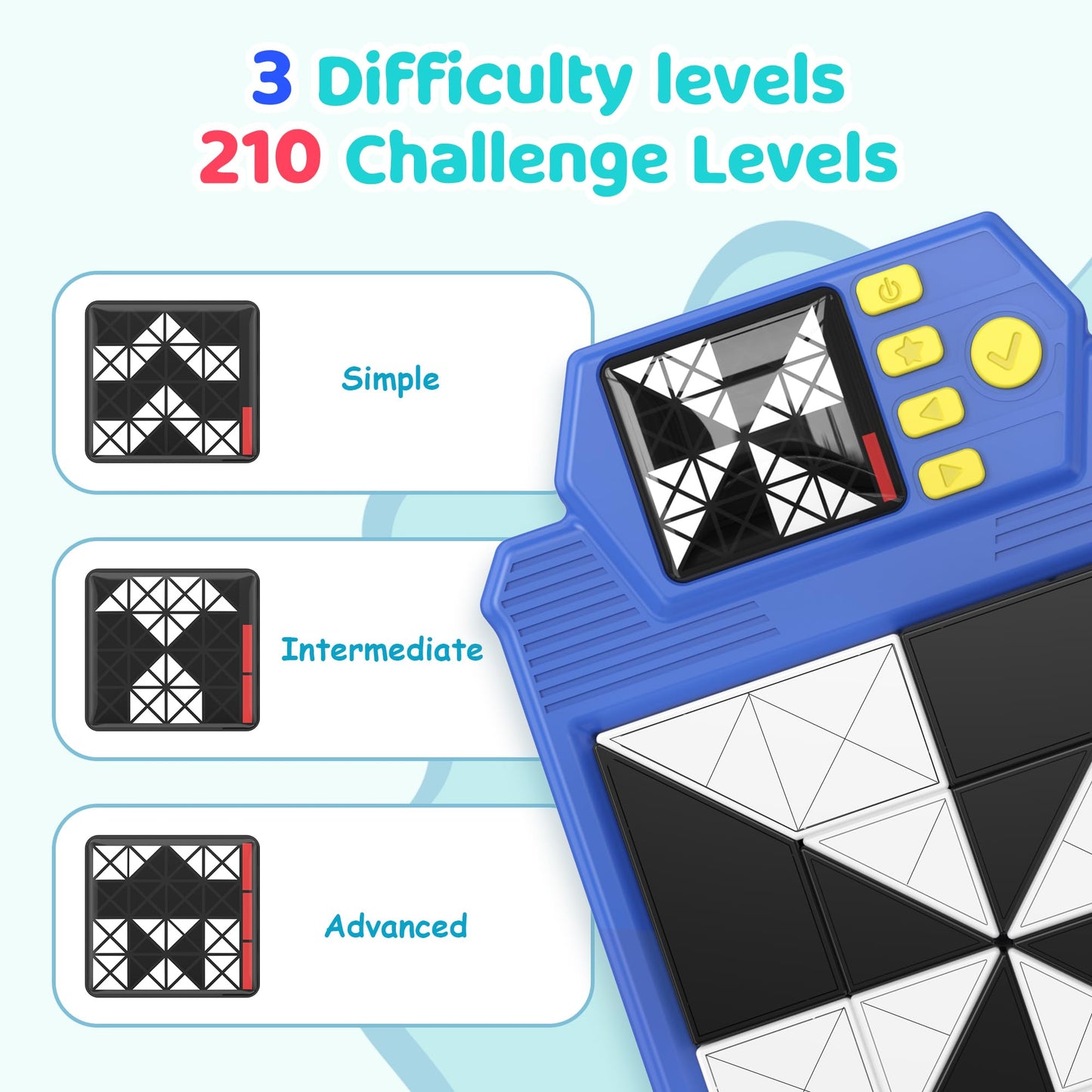 1VSALL Smart Brain Teaser: 210 Challenges, 3D Puzzle Blocks, 3 Levels