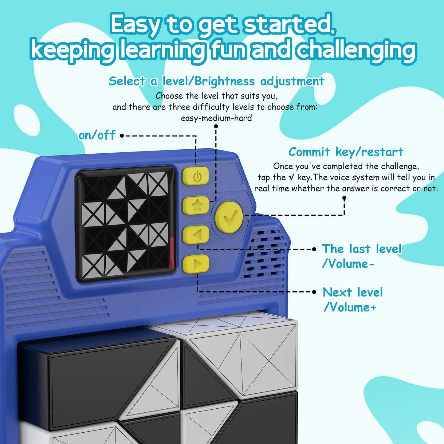 1VSALL Smart Brain Teaser: 210 Challenges, 3D Puzzle Blocks, 3 Levels
