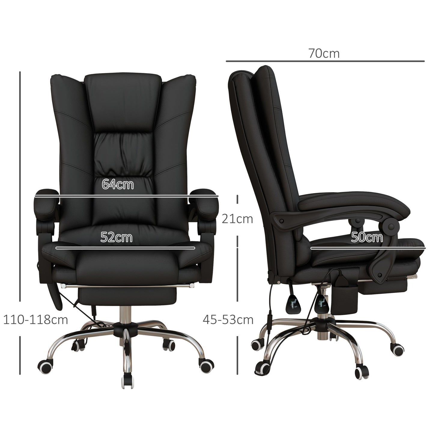 Vinsetto PU Leather Vibration Massage Office Chair with Heat, Black