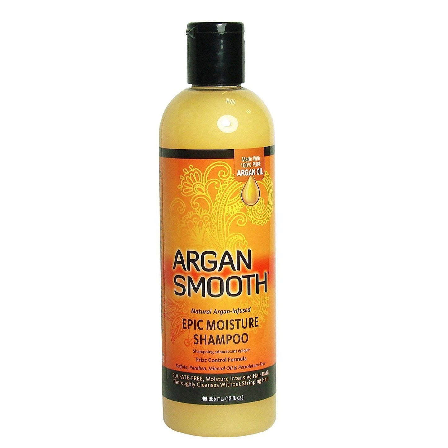 Argan Smooth Epic Moisture Shampoo for Deep Hydration & Frizz Control 355ml/12 oz