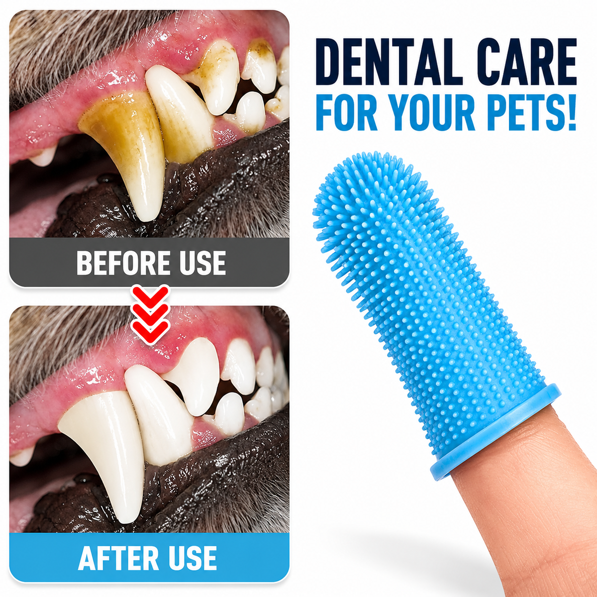 Silicone Pet Finger Toothbrushes | Soft Dog & Cat Dental Care Brush Set