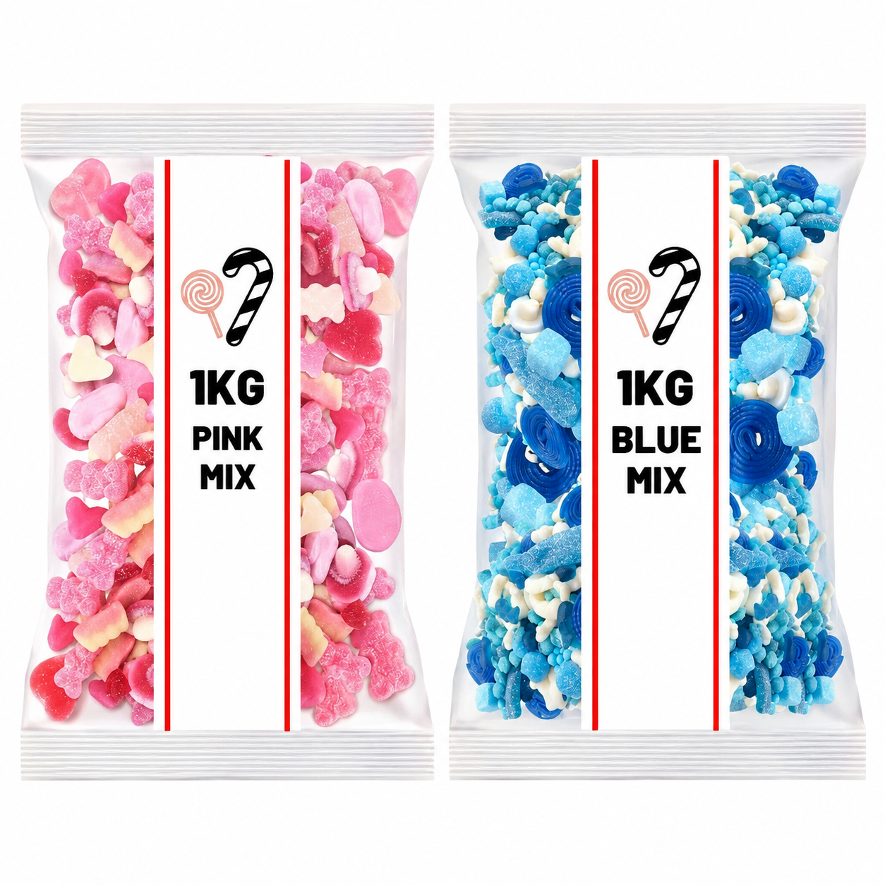2 For £15.00 1kg Pick N Mix Sweets Blue & Pink