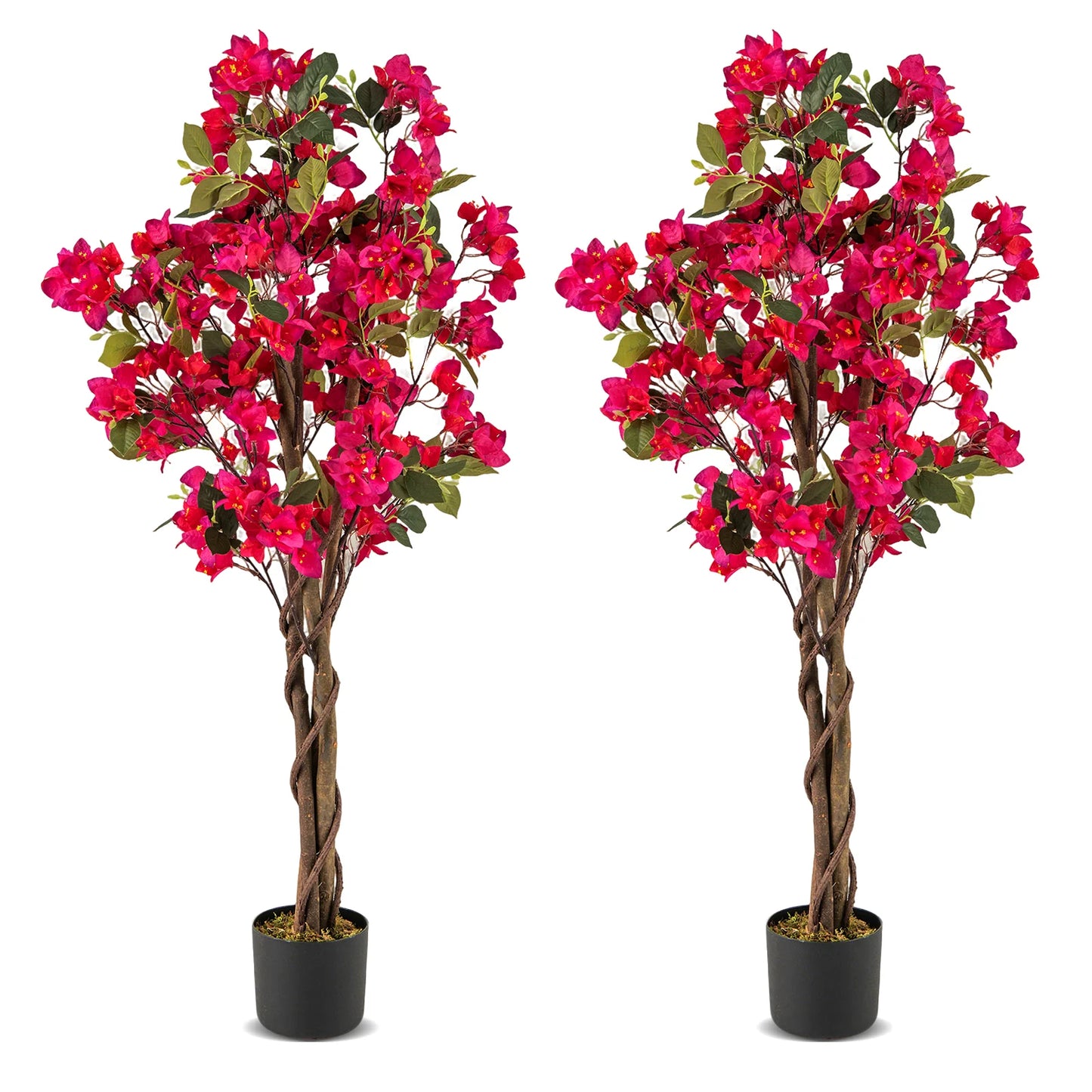 2 Pack 120 CM Artificial Bougainvillea Tree with Blooming Flowers-Rose