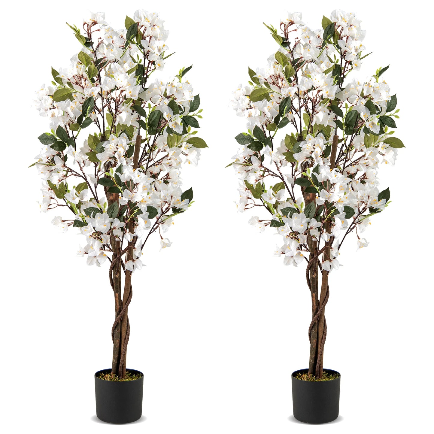 2 Pack 120 CM Artificial Bougainvillea Tree with Blooming Flowers-Rose