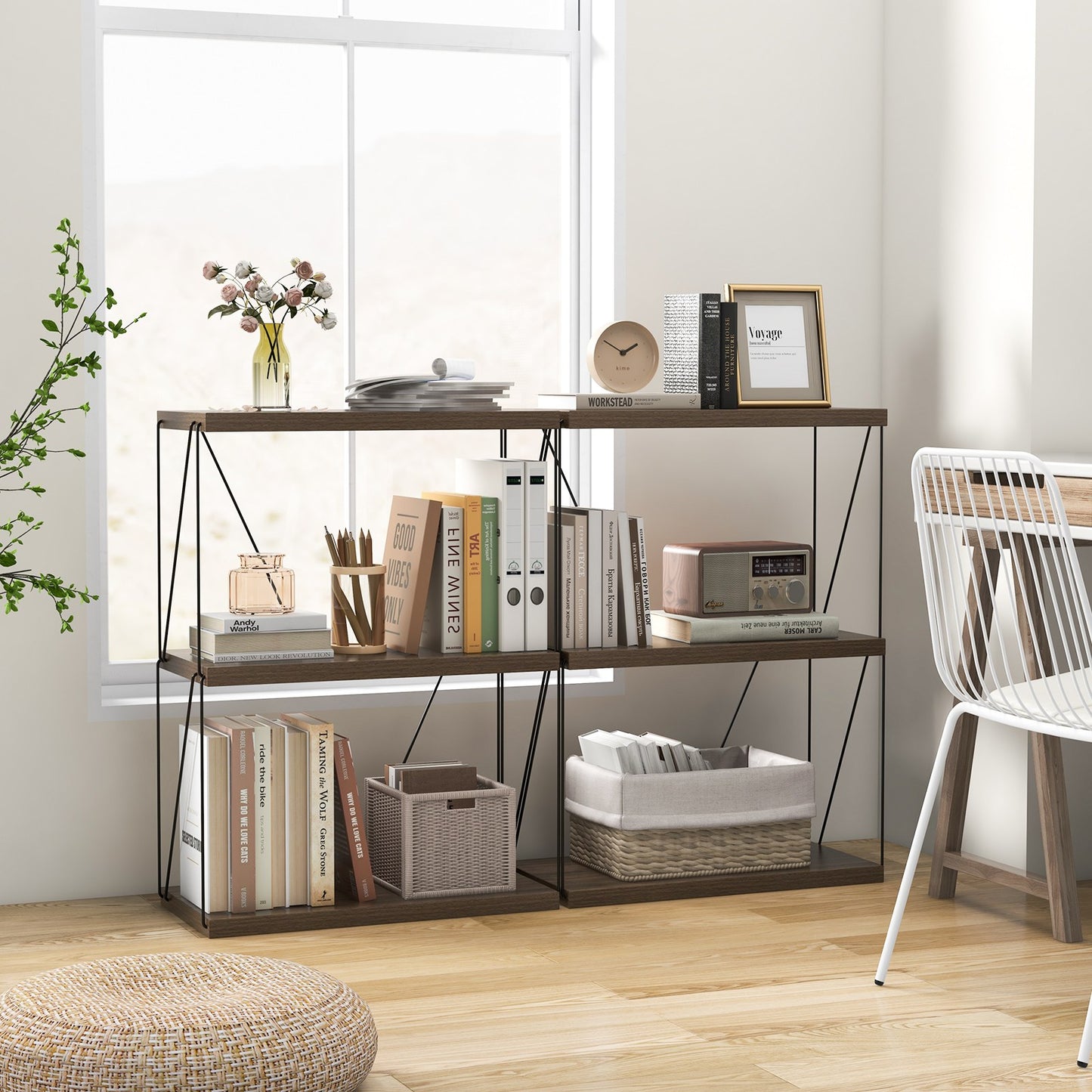 2 Pack 3-Tier Multipurpose Display Rack with Metal Frame