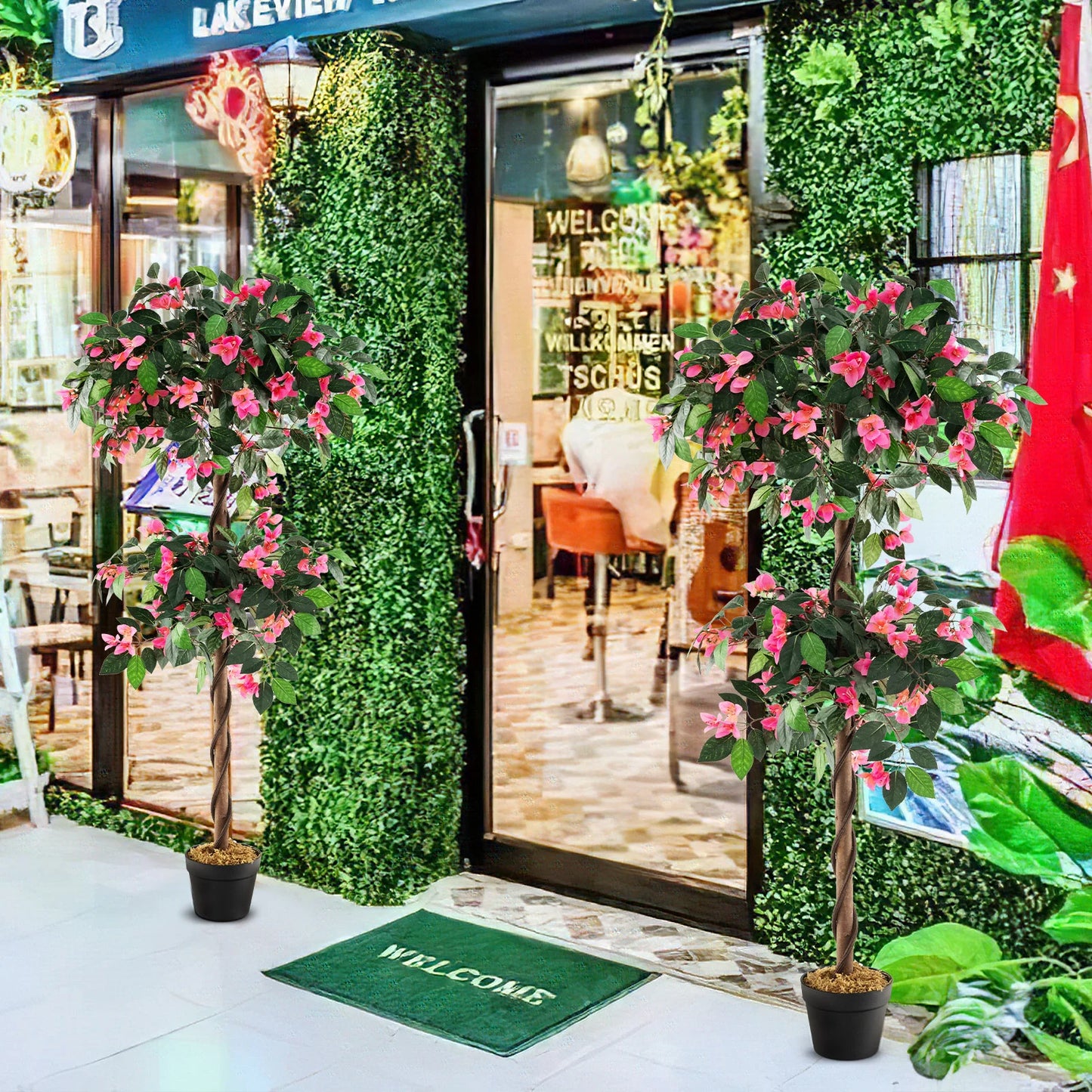 2-Piece 140 CM Artificial Bougainvillea Tree with 252 Flowers