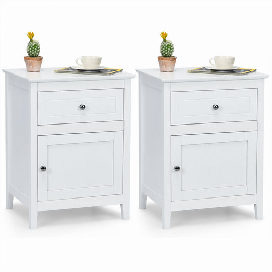 2-Tier Modern Badroom Nightstand with Drawer Set of 2