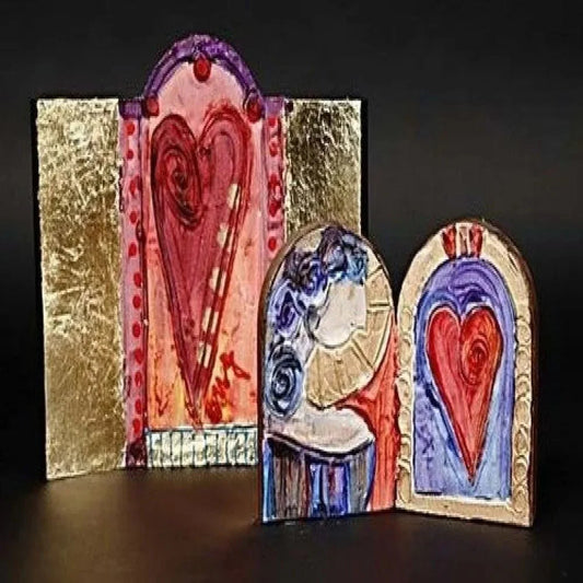 2 Fold Paulownia Wood Icon Plates With Metal Hinges Home Decorations Crafts 11x17 cm