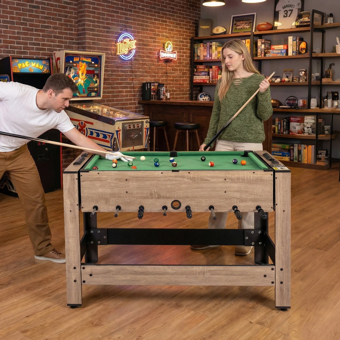 2-in-1 Swivel Game Table for Teens Adults-Brown