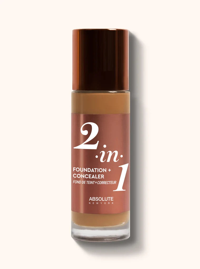 Absolute New York 2-in-1 Foundation + Concealer - Full Coverage & Flawless Finish for All Skin Types - 35ml/1.18 oz