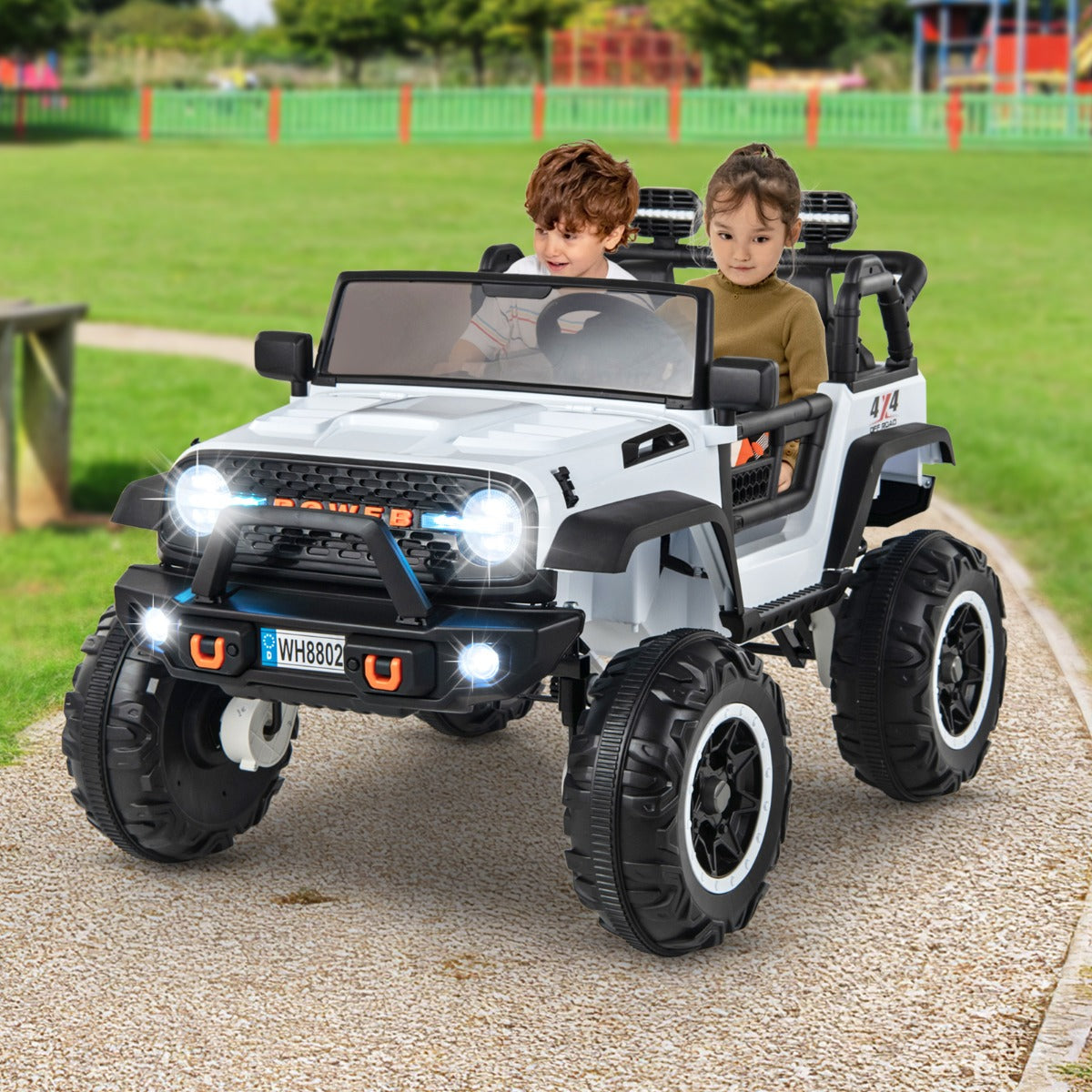 2-Seater Ride On Car with Remote Control and Horn for Boys and Girls-Black