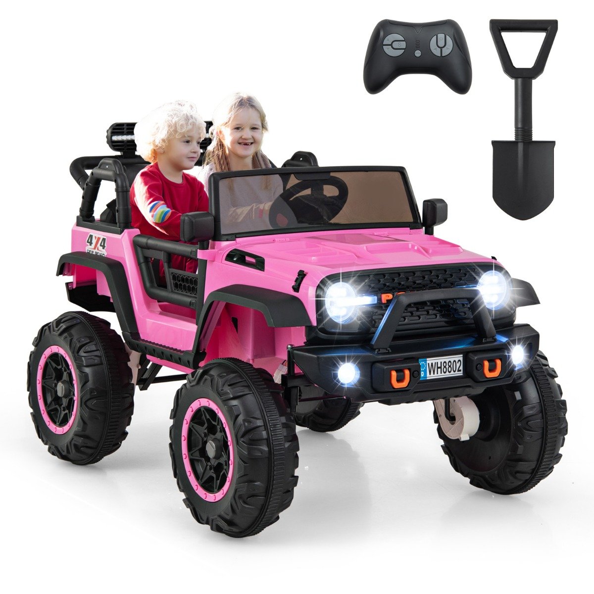 2-Seater Ride On Car with Remote Control and Horn for Boys and Girls-Black