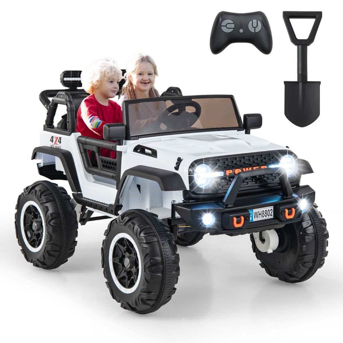 2-Seater Ride On Car with Remote Control and Horn for Boys and Girls-Black