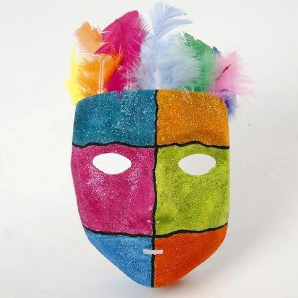 2 x Full Face Form Pressed Plastic Mask Elastic Headband To Paint Decorate 14cm