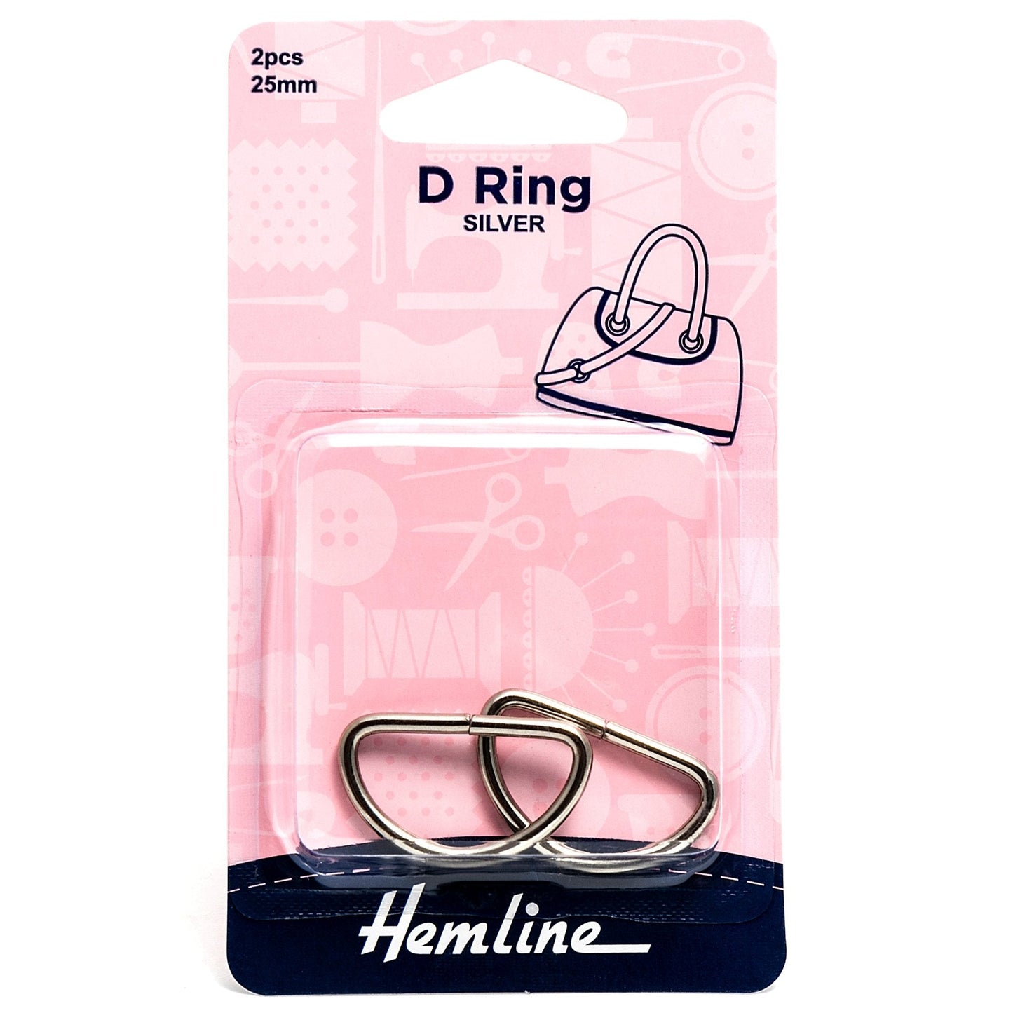 2 x Hemline D Shaped Alloy Rings Macramé Bag Making Crafts 25mm - Select Colour