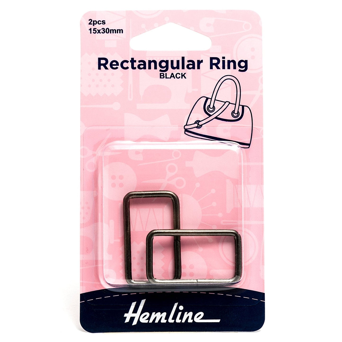 2 x Hemline Rectangular Alloy Ring Macramé Bag Making Craft 30mm - Select Colour