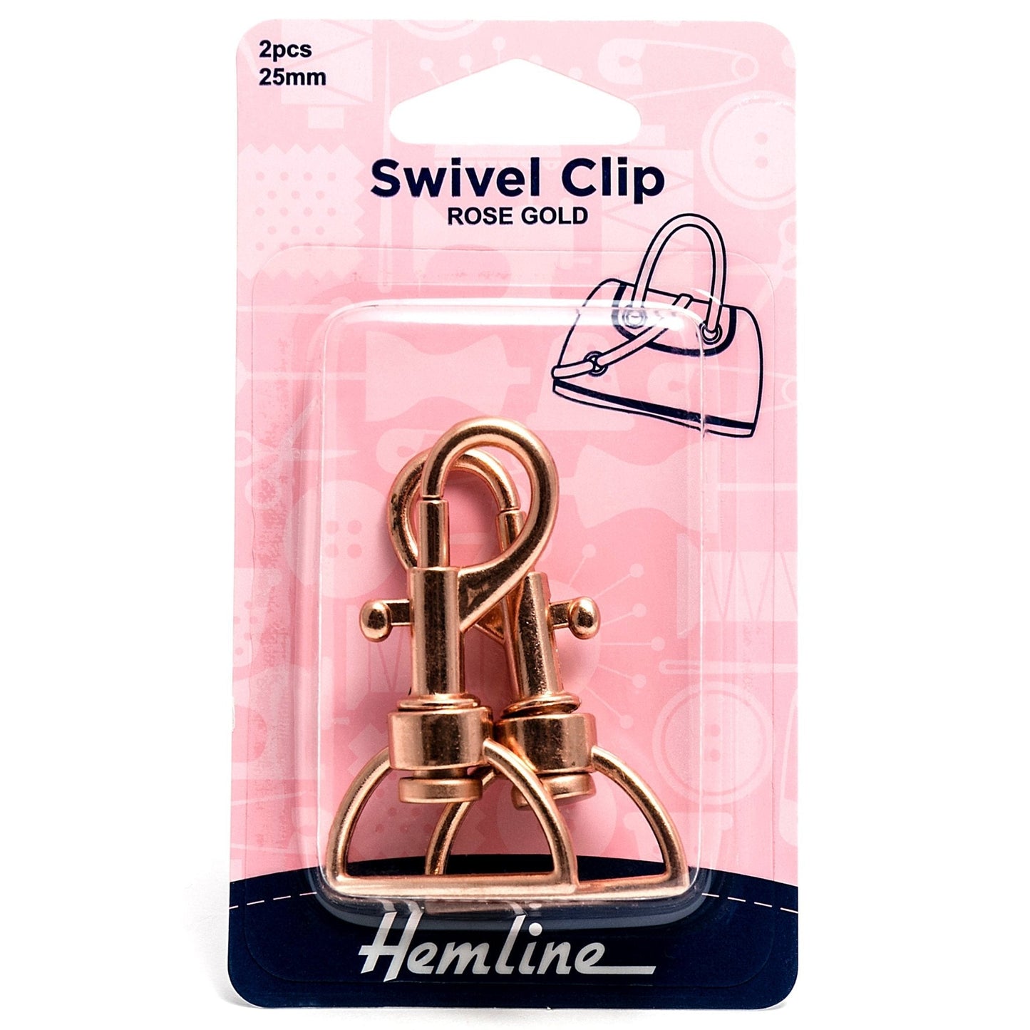 2 x Hemline Rose Gold Metal Swivel Clips Macramé Bag Making Crafts - Select Size