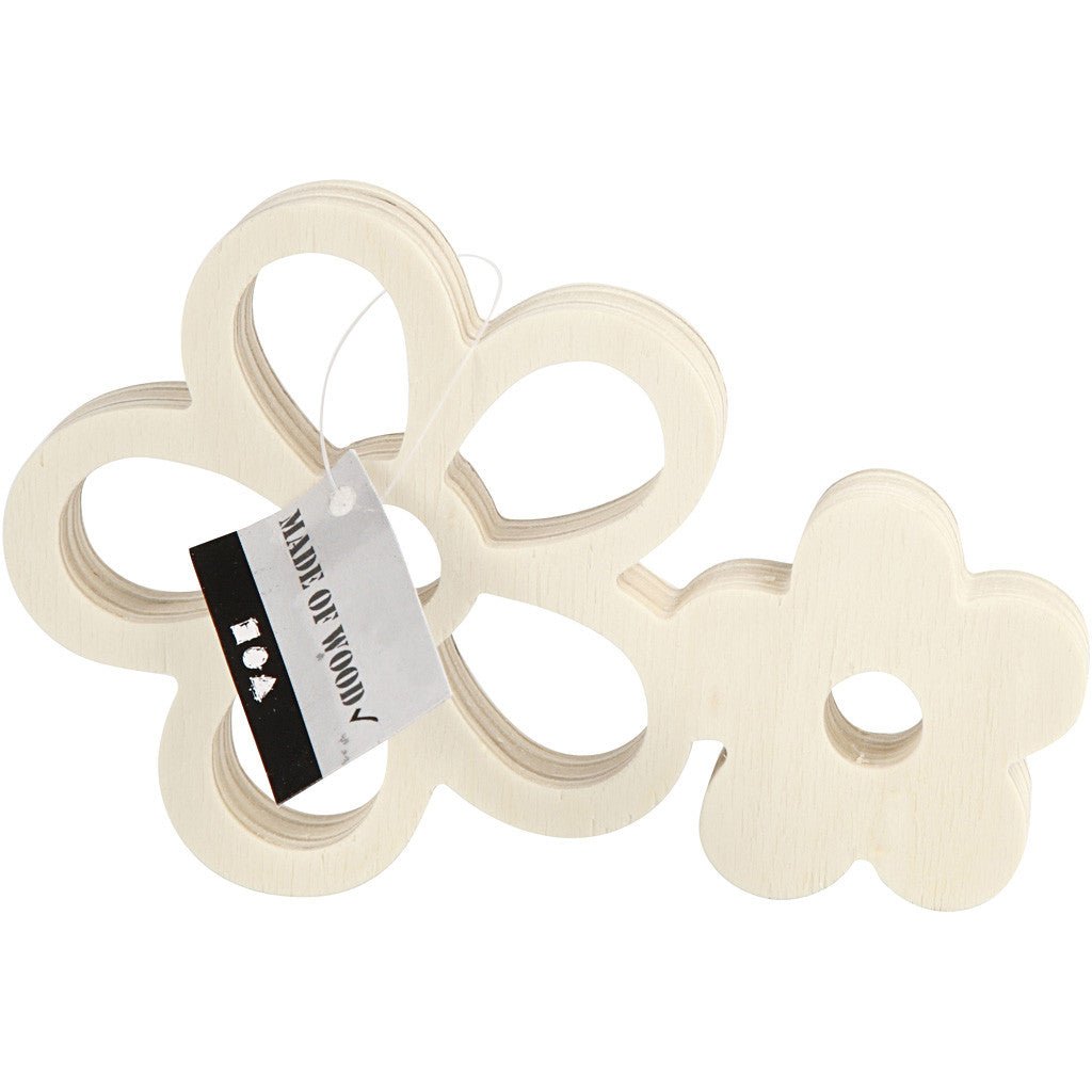 2 x Light Wood Flowers Decoration Crafts W: 16 cm H: 11 cm