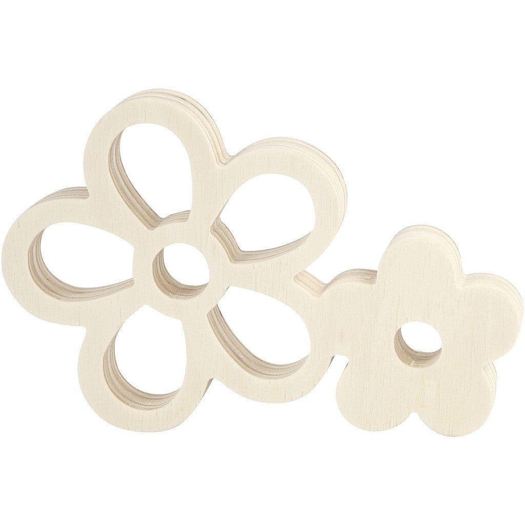 2 x Light Wood Flowers Decoration Crafts W: 16 cm H: 11 cm